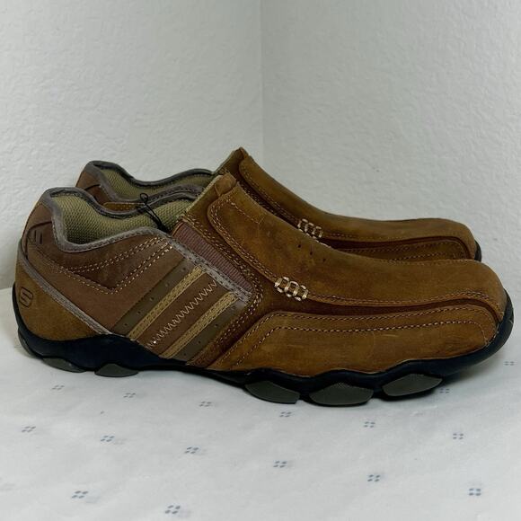 Skechers Men's DIAMETER-Zinroy Slip-on Loafer 7.5 NEW Leather MEMORY FOAM brown - Picture 1 of 9
